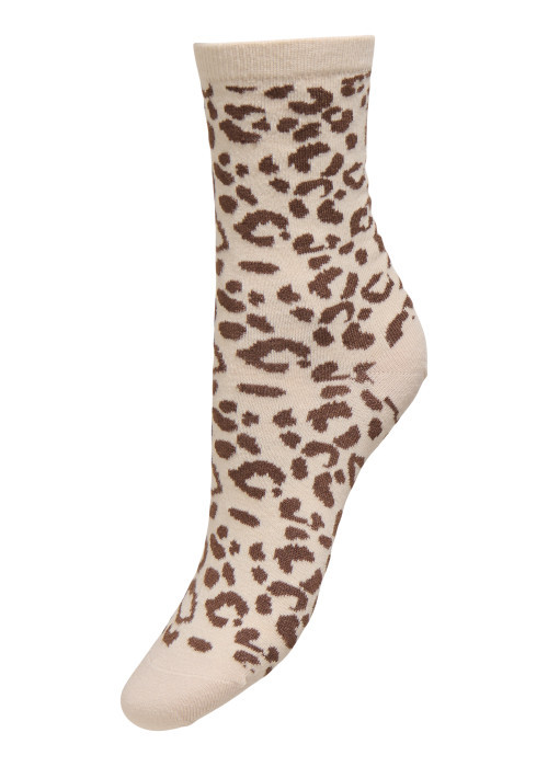 Chaussettes hautes en coton mélangé beige à...
