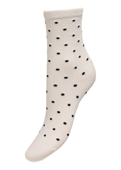Chaussettes hautes en coton mélangé écru avec des motifs pois