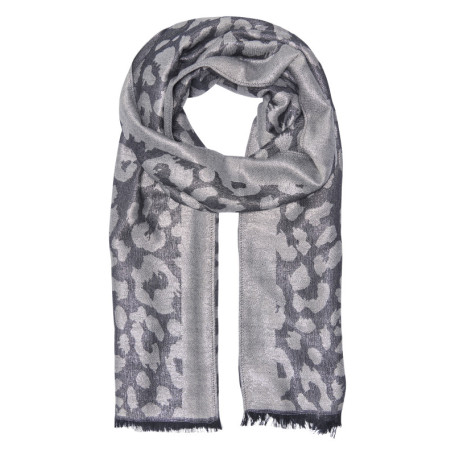Foulard gris à motifs avec un imprimé animalier...