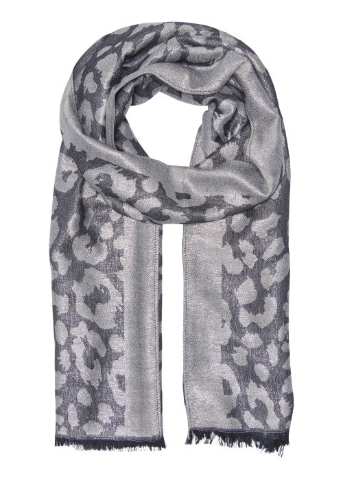 Foulard gris à motifs avec un imprimé animalier...
