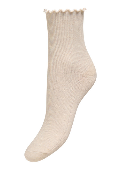 Chaussettes hautes écrue unie avec une finition...