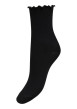 Thumbnail Chaussettes hautes noire unie avec une finition festonnée