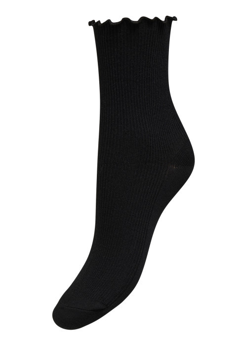 Chaussettes hautes noire unie avec une finition...