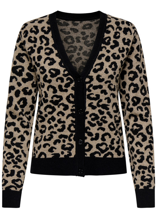Gilet léopard à motifs avec une coupe droite et des manches longues