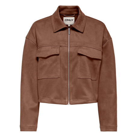 Blouson camel uni avec une coupe cropped et un...