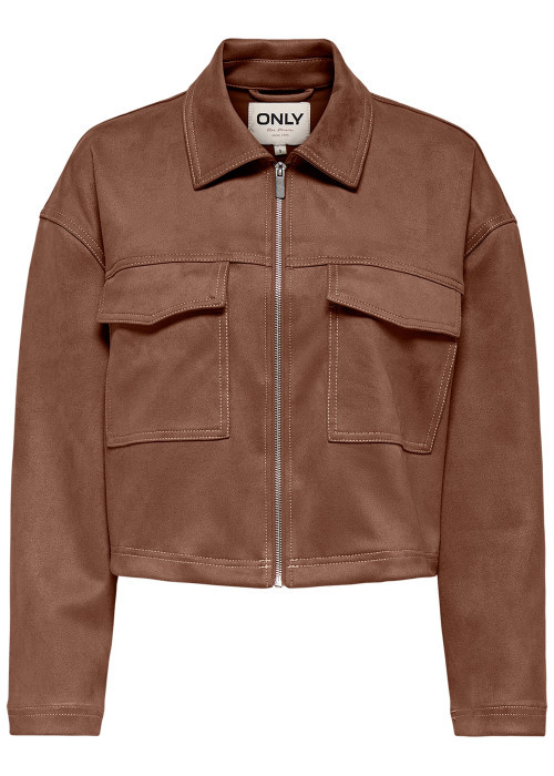 Blouson camel uni avec une coupe cropped et un...