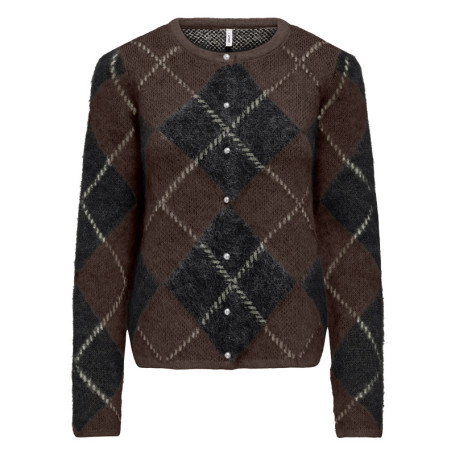 Pull marron à carreaux avec une coupe droiteet...