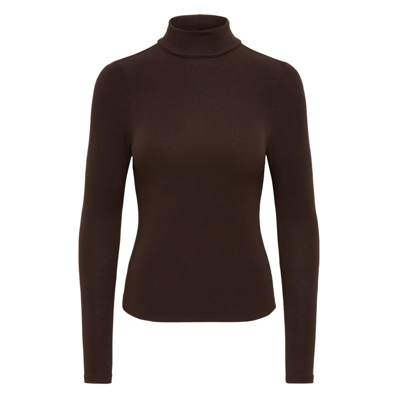 Only - Top Marron Uni Avec Une Coupe Ajustée Et Des Manches Longues - Marron