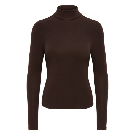 Top marron uni avec une coupe ajustée et des...