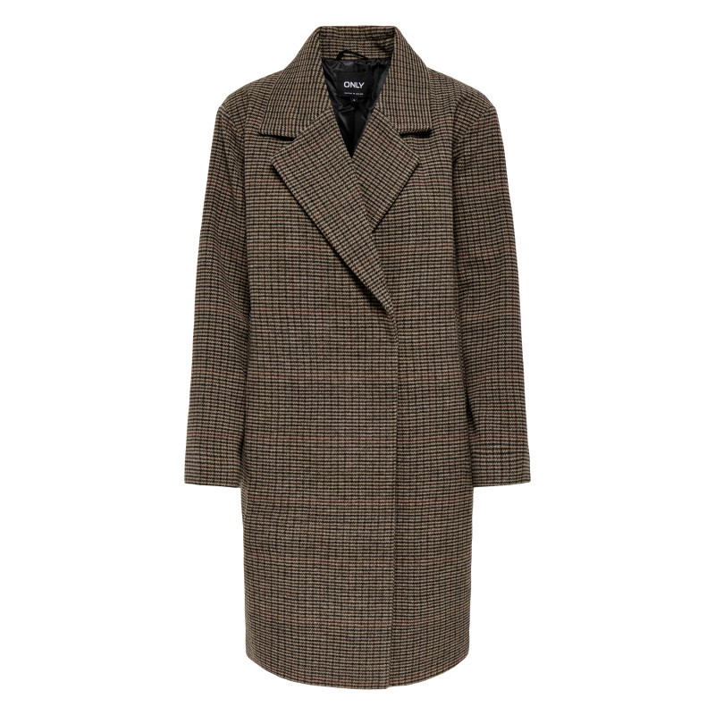 Only - Manteau Marron Uni Avec Une Coupe Droite Et Un Col à Revers - Marron Only - Manteau Marron Uni Avec Une Coupe Droite Et Un Col à Revers - Marron