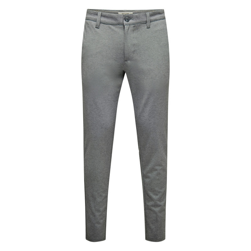 Only&sons - Pantalon Chino Gris Uni Avec Une Coupe Slim Muni D'un Zip Et D'un Bouton - Gris