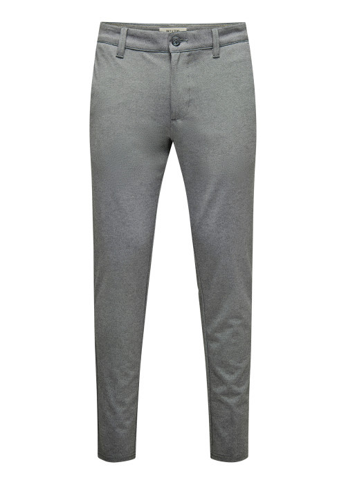 Pantalon chino gris uni avec une coupe slim...