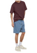 Thumbnail T-shirt mauve uni en coton biologique avec une coupe droite et un col rond - Image 5