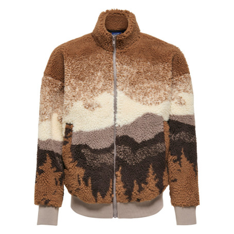 Blouson camel à motifs avec une coupe droite et...