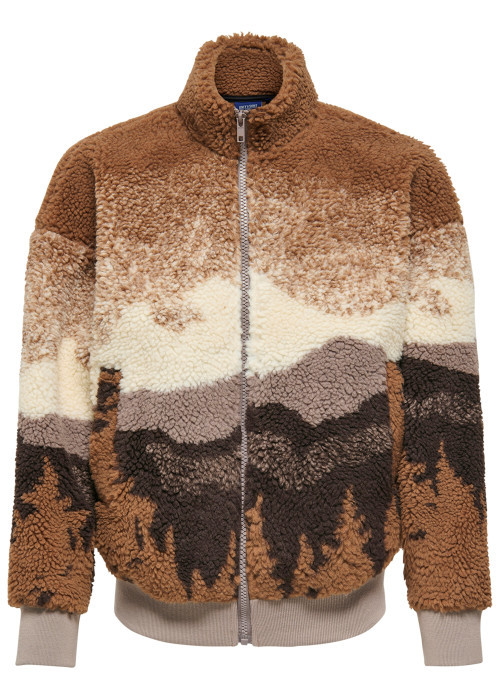 Blouson camel à motifs avec une coupe droite et...