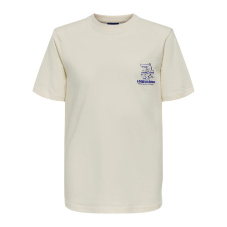T-shirt en coton écru à imprimé avec une coupe...