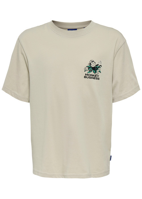 T-shirt en coton biologique beige à imprimé...