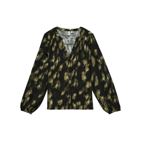 Blouse noire à motifs coupe droite pourvue d'un...
