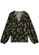 Thumbnail Blouse noire à motifs coupe droite pourvue d'un col v et de manches longues