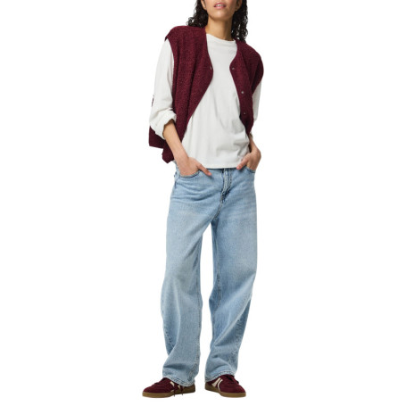 Gilet bordeaux uni à coupe droite avec un col V...