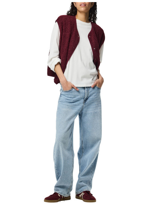Gilet bordeaux uni à coupe droite avec un col V...