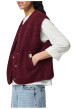 Thumbnail Gilet bordeaux uni à coupe droite avec un col V et une fermeture à pressions - Image 3