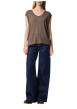 Thumbnail T-shirt taupe uni avec une coupe droite et des manches courtes - Image 3