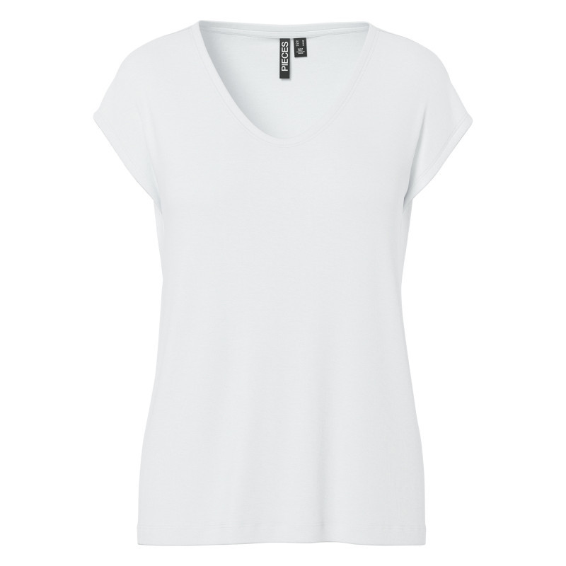 Pieces - T-shirt Blanc Uni Avec Une Coupe Droite Et Des Manches Courtes - Blanc Pieces - T-shirt Blanc Uni Avec Une Coupe Droite Et Des Manches Courtes - Blanc