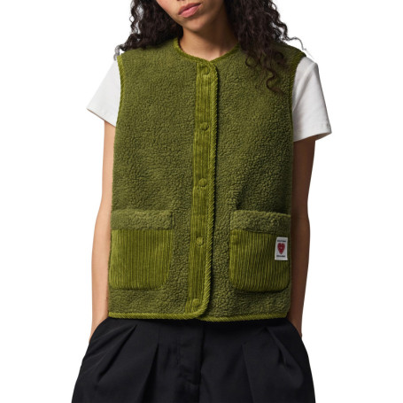 Gilet vert uni à coupe droite avec un col rond...