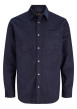 Thumbnail Chemise en coton marine unie avec une coupe droite et un col à revers