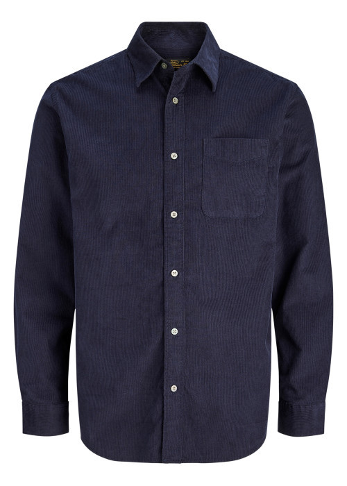 Chemise en coton marine unie avec une coupe...