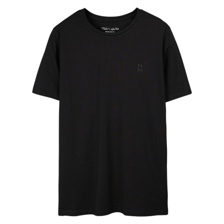 T-shirt noir uni avec une coupe droite et des...