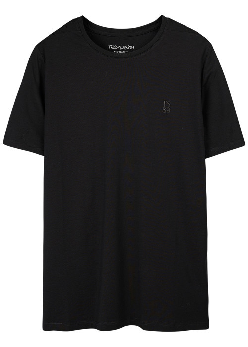 T-shirt noir uni avec une coupe droite et des...
