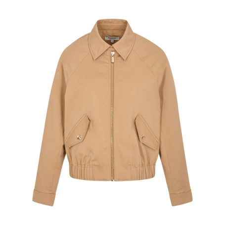 Blouson beige à coupe ajustée pourvu d'un col à...