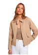 Thumbnail Blouson beige à coupe ajustée pourvu d'un col à revers et de manches longues - Image 2
