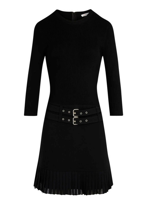 Robe courte noire à coupe ajustée pourvue d'une...