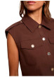 Thumbnail Veste marron sans manche à coupe droite pourvue d'un col à revers - Image 4
