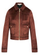 Thumbnail Blouson marron à coupe droite pourvu d'un col à revers et de manches longues
