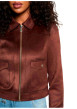 Thumbnail Blouson marron à coupe droite pourvu d'un col à revers et de manches longues - Image 4
