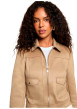 Thumbnail Blouson taupe à coupe droite pourvu d'un col à revers et de manches longues - Image 2