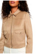 Thumbnail Blouson taupe à coupe droite pourvu d'un col à revers et de manches longues - Image 4
