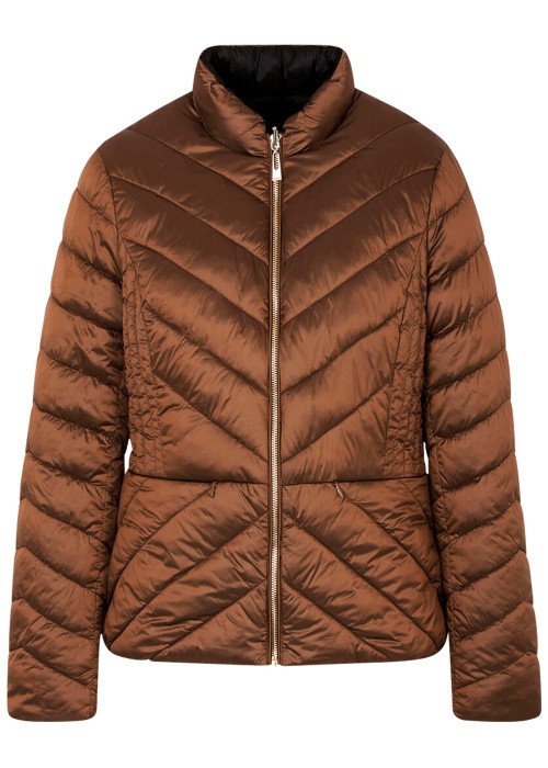 Doudoune réversible bronze à coupe ajustée pourvue d'un col montant