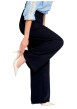 Thumbnail Pantalon chino marine à coupe bootcut pourvu d'une taille haute - Image 2
