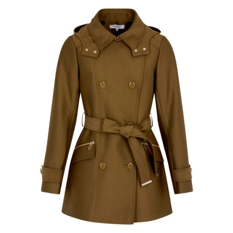 Trench coat kaki à coupe ajustée pourvu d'un...