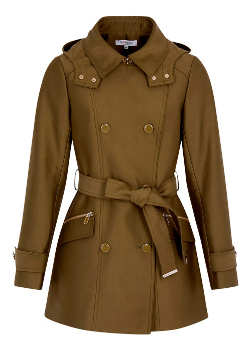 Trench coat kaki à coupe ajustée pourvu d'un...