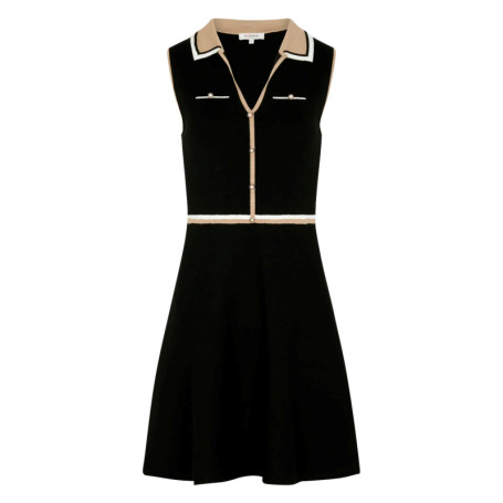 Robe courte noire sans manche à coupe ajustée...