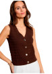 Thumbnail Gilet texturé marron sans manche à coupe droite pourvu d'un col v - Image 2