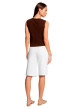Thumbnail Gilet texturé marron sans manche à coupe droite pourvu d'un col v - Image 3