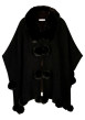 Thumbnail Poncho noir à coupe ample pourvu d'un col v et de liens à nouer