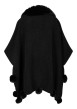 Thumbnail Poncho noir à coupe ample pourvu d'un col v et de liens à nouer - Image 3